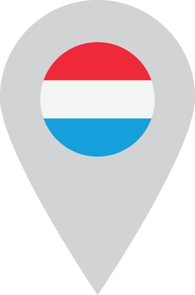 Luxembourg location pin icon . Luxembourg flag and map pointer icon . Map pin with Luxembourg flag . illustration vector