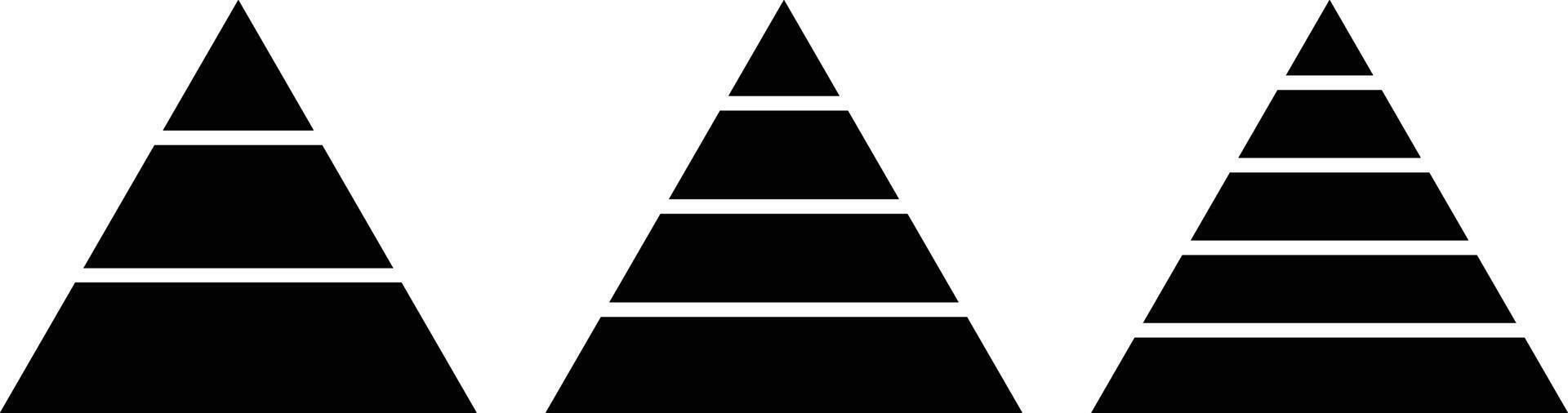 Pyramid infographic set . Pyramid charts with 3, 4, 5 levels . illustration vector