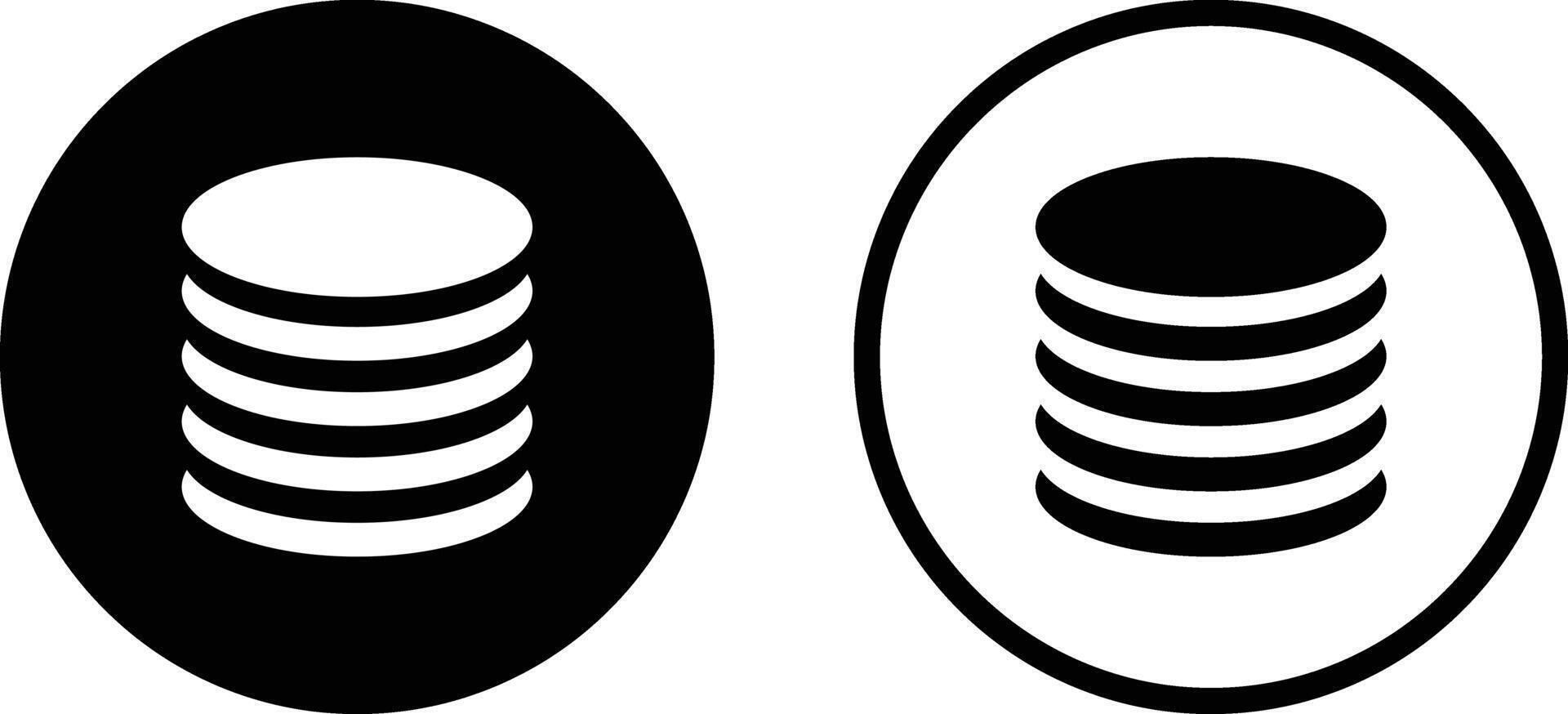 Coin icon set in two styles . Coin stack icon . Money icon vector