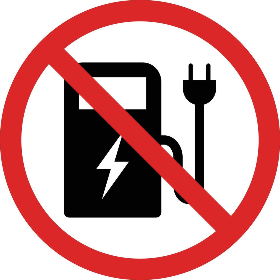 No electric station sign . Forbidden car electrical power station icon . No allowed electricity station sign vector