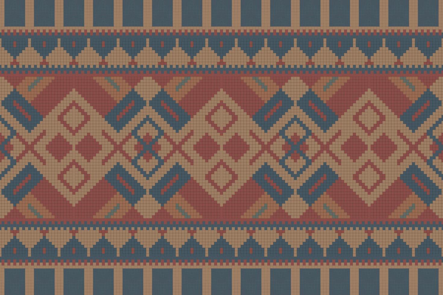 Ikat Damask Paisley Embroidery Background. Ikat Chevron Geometric Ethnic Oriental Pattern traditional.aztec Style Abstract illustration.design for Texture,fabric,clothing,wrapping,sarong. vector