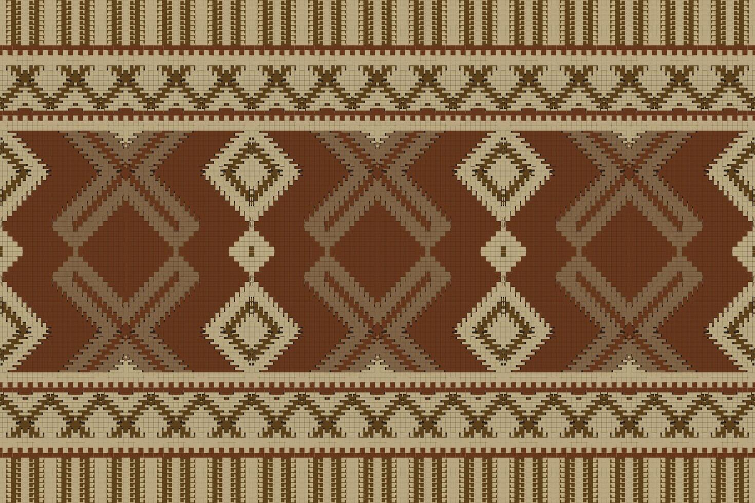 Motif Ikat Seamless Pattern Embroidery Background. Ikat Stripe Geometric Ethnic Oriental Pattern traditional.aztec Style Abstract design for Texture,fabric,clothing,wrapping,sarong. vector