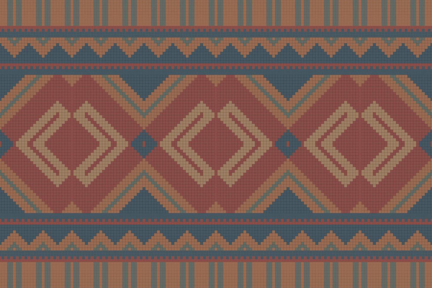Ikat Damask Paisley Embroidery Background. Ikat Aztec Geometric Ethnic Oriental Pattern traditional.aztec Style Abstract illustration.design for Texture,fabric,clothing,wrapping,sarong. vector