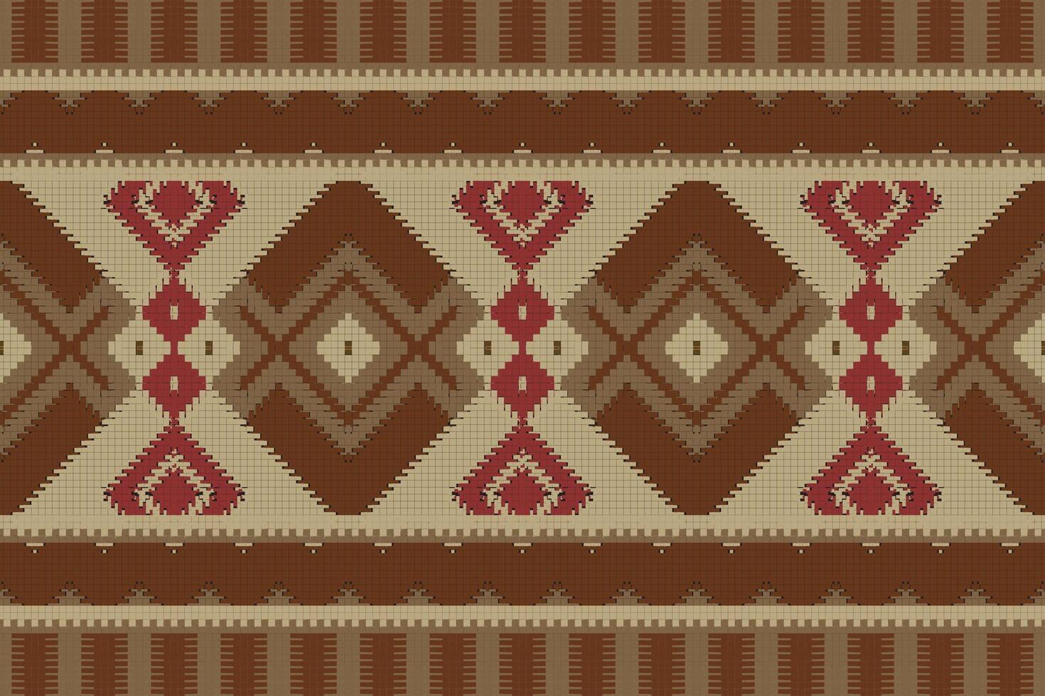Motif Ikat Seamless Pattern Embroidery Background. Ikat Stripe Geometric Ethnic Oriental Pattern Traditional. Ikat Aztec Style Abstract Design for Print Texture,fabric,saree,sari,carpet. vector