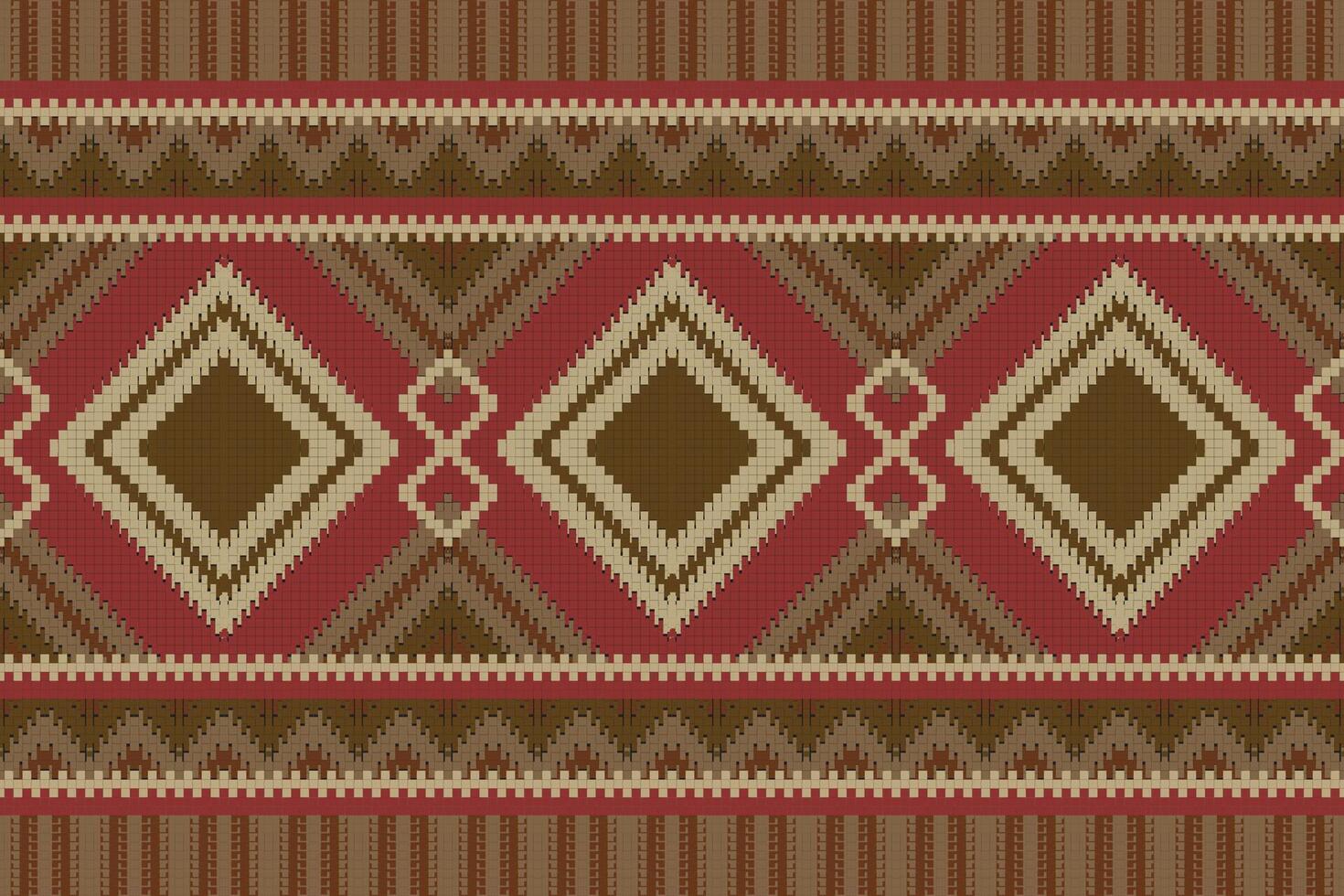 Motif Ikat Seamless Pattern Embroidery Background. Ikat Triangle Geometric Ethnic Oriental Pattern traditional.aztec Style Abstract design for Texture,fabric,clothing,wrapping,sarong. vector