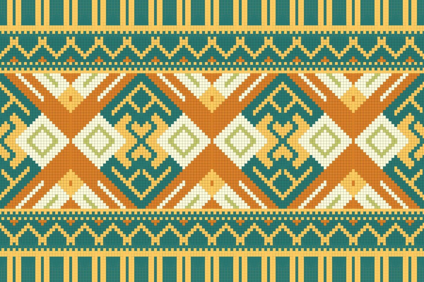 Ikat Paisley Pattern Embroidery Background. Ikat Diamond Geometric Ethnic Oriental Pattern traditional.aztec Style Abstract illustration.design for Texture,fabric,clothing,wrapping,sarong. vector