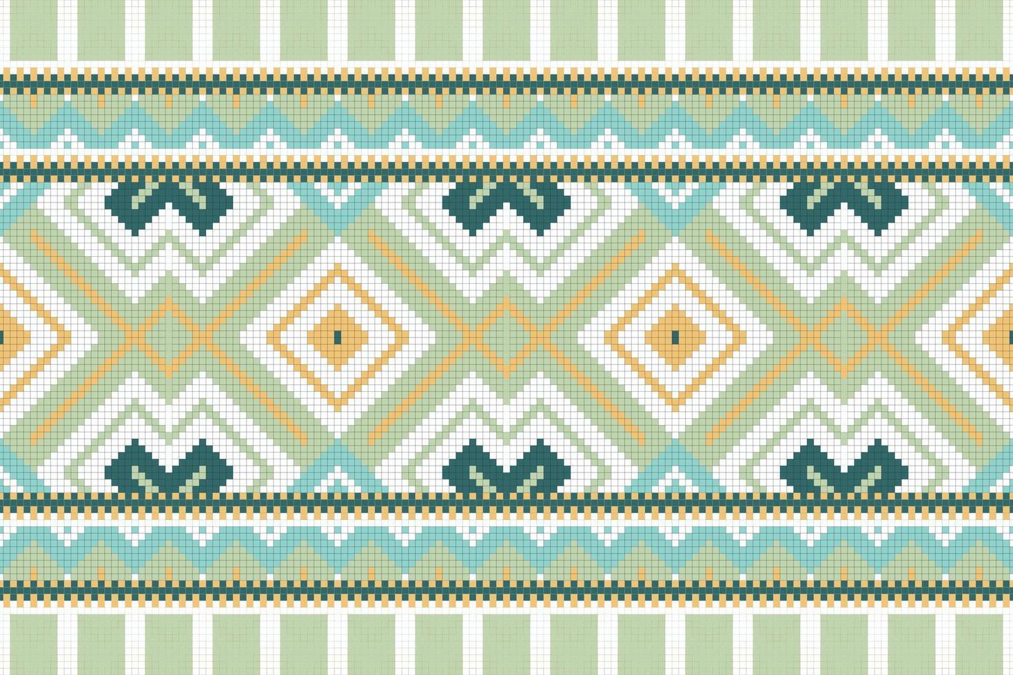 Ikat Floral Paisley Embroidery Background. Ikat Triangle Geometric Ethnic Oriental Pattern traditional.aztec Style Abstract illustration.design for Texture,fabric,clothing,wrapping,sarong. vector
