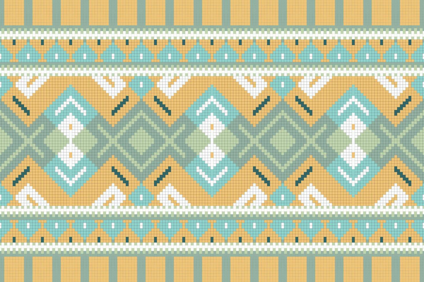 Ikat Damask Paisley Embroidery Background. Ikat Diamond Geometric Ethnic Oriental Pattern traditional.aztec Style Abstract illustration.design for Texture,fabric,clothing,wrapping,sarong. vector