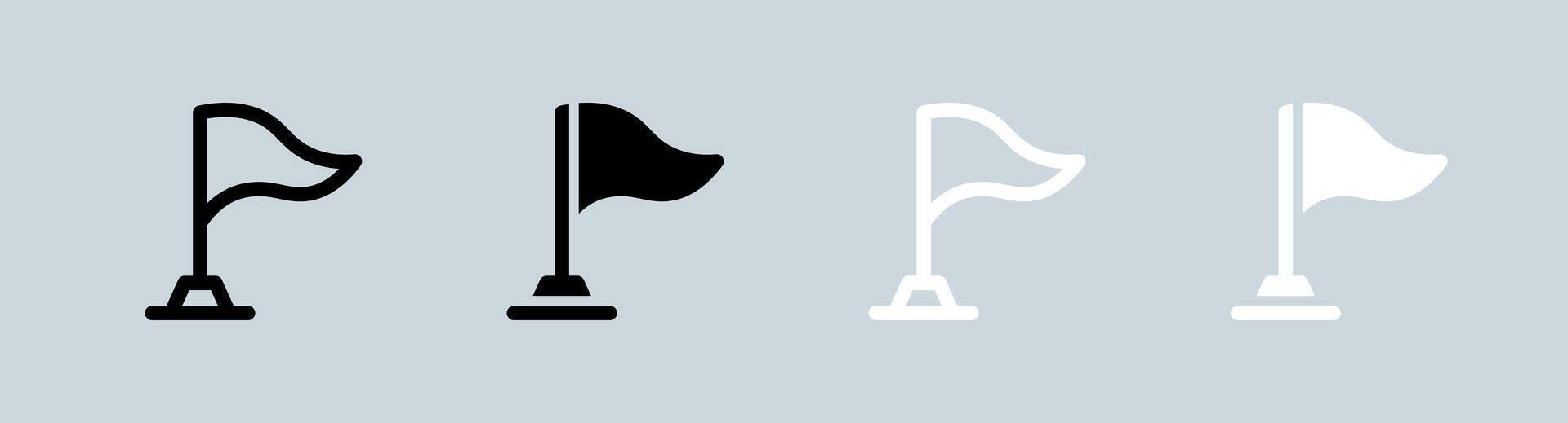 Flag icon set in black and white. Mark signs illustration. vector