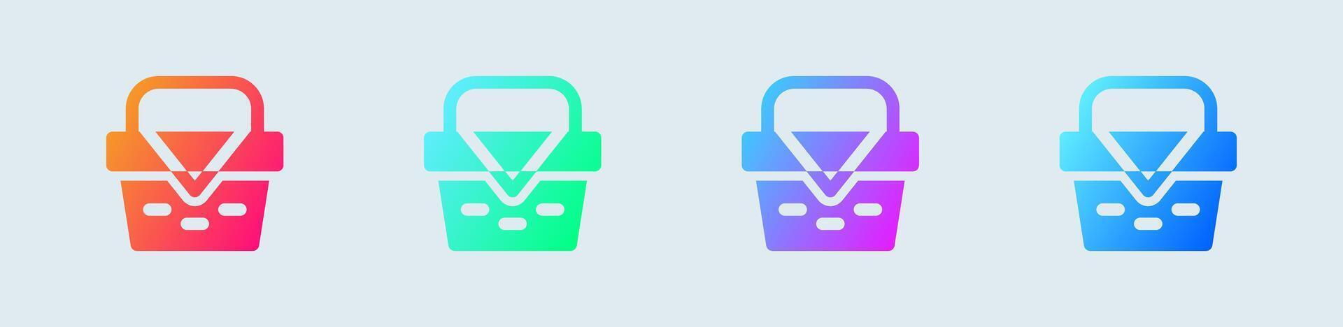 Picnic solid icon in gradient colors. Basket signs illustration. vector