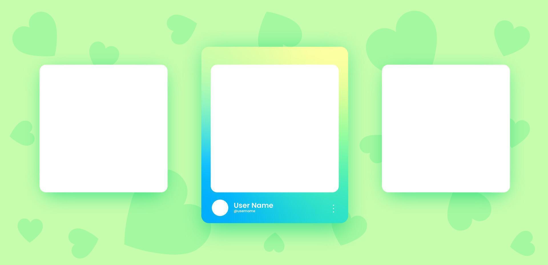 Social media frame collection template. Colorful social media interface. vector