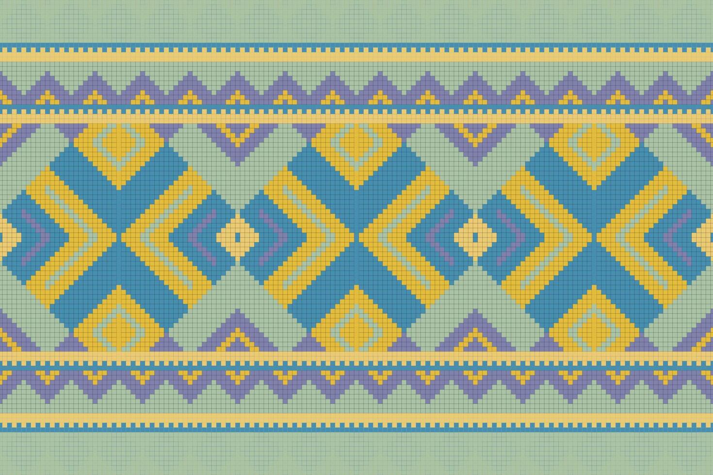 Ikat Fabric Paisley Embroidery Background. Ikat Pattern Geometric Ethnic Oriental Pattern traditional.aztec Style Abstract illustration.design for Texture,fabric,clothing,wrapping,sarong. vector