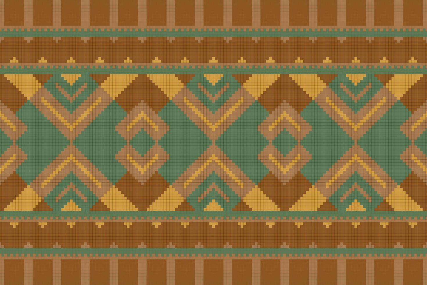Ikat Fabric Paisley Embroidery Background. Ikat Triangle Geometric Ethnic Oriental Pattern traditional.aztec Style Abstract illustration.design for Texture,fabric,clothing,wrapping,sarong. vector