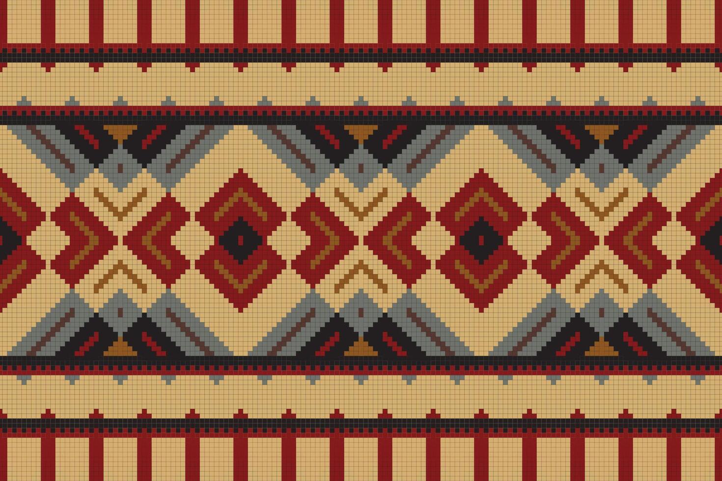 Ikat Paisley Pattern Embroidery Background. Ikat Seamless Geometric Ethnic Oriental Pattern Traditional. Ikat Aztec Style Abstract Design for Print Texture,fabric,saree,sari,carpet. vector