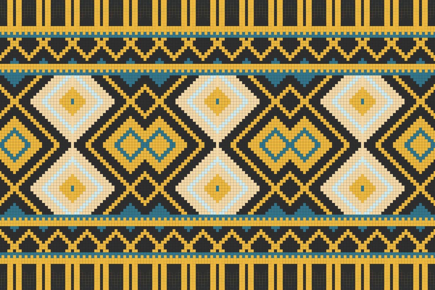 Motif Ikat Seamless Pattern Embroidery Background. Ikat Background Geometric Ethnic Oriental Pattern traditional.aztec Style Abstract design for Texture,fabric,clothing,wrapping,sarong. vector