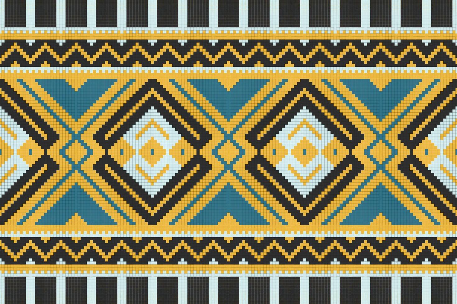 Ikat Paisley Pattern Embroidery Background. Ikat Texture Geometric Ethnic Oriental Pattern traditional.aztec Style Abstract illustration.design for Texture,fabric,clothing,wrapping,sarong. vector