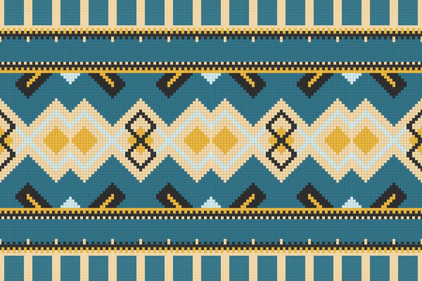 Ikat Damask Embroidery Background. Ikat Flowers Geometric Ethnic Oriental Pattern traditional.aztec Style Abstract illustration.design for Texture,fabric,clothing,wrapping,sarong. vector