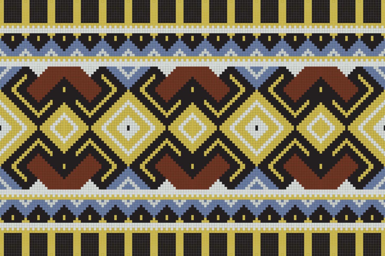 Ikat Damask Paisley Embroidery Background. Ikat Flowers Geometric Ethnic Oriental Pattern traditional.aztec Style Abstract illustration.design for Texture,fabric,clothing,wrapping,sarong. vector