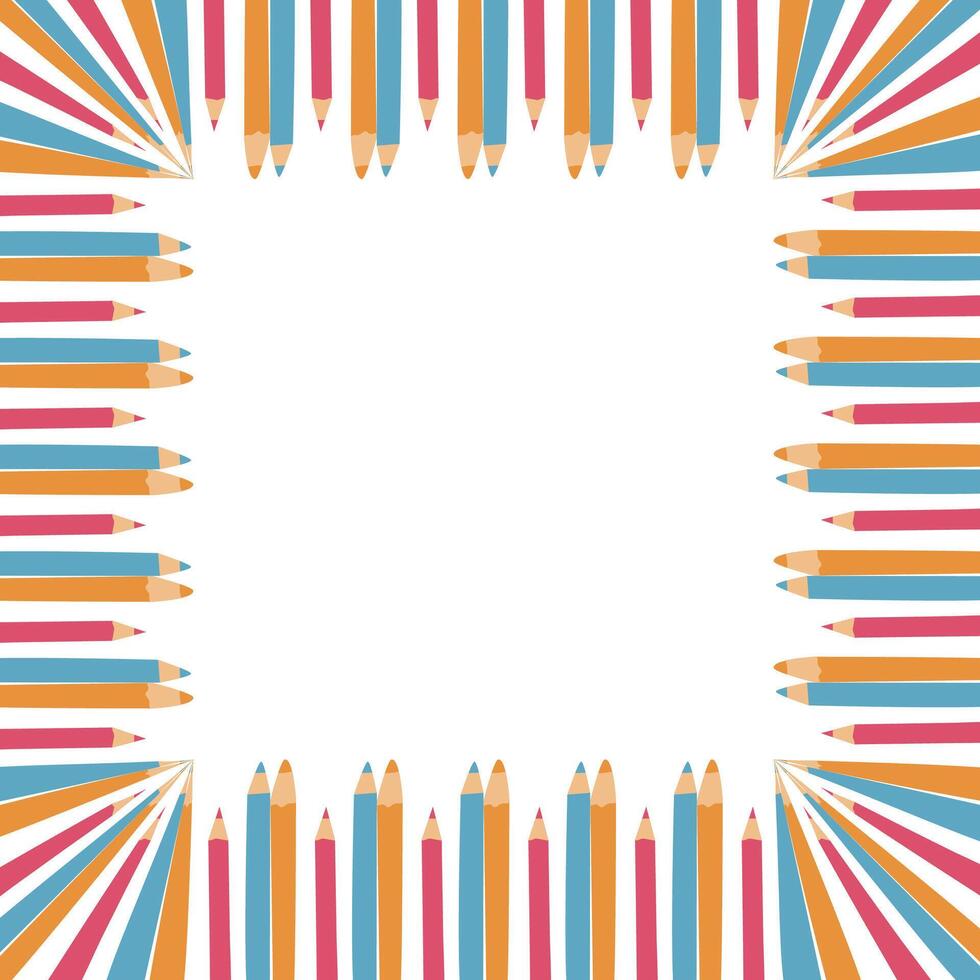 Back to school, kindergarten banner or frame. Children school elements, pencils background vector