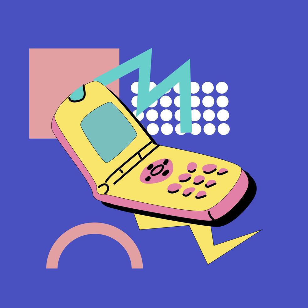 90s music background. Retro disco banner with y2k or 00s elements. vector