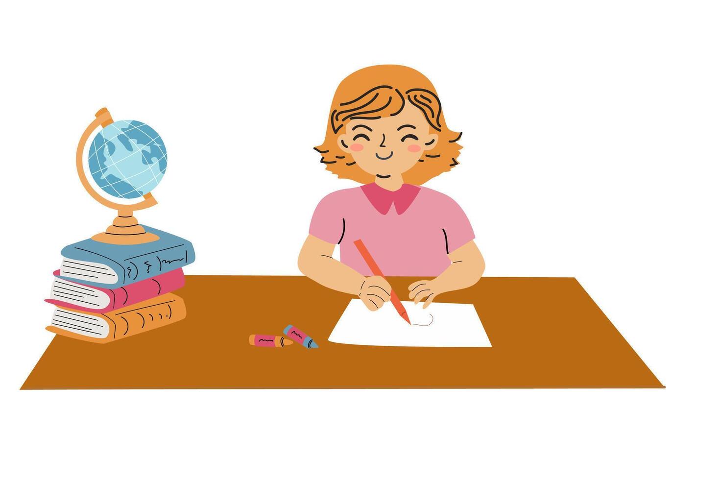 Back to school concept elements set. Online school kid and teacher vector