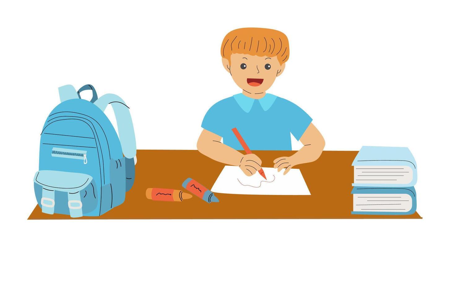 Back to school concept elements set. Online school kid and teacher vector
