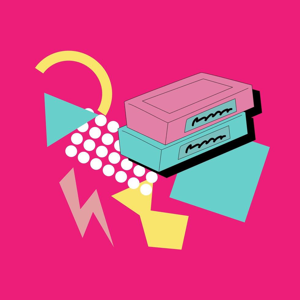 90s music background. Retro disco banner with y2k or 00s elements. vector