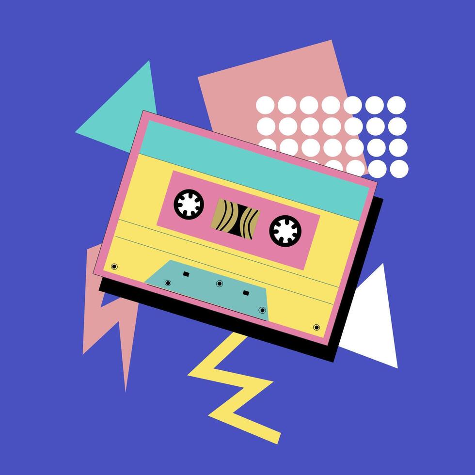 90s music background. Retro disco banner with y2k or 00s elements. vector