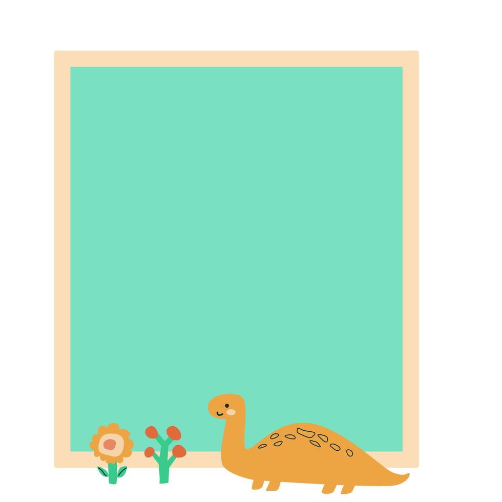 Cute baby dinosaurs background, childish frame for kids design vector