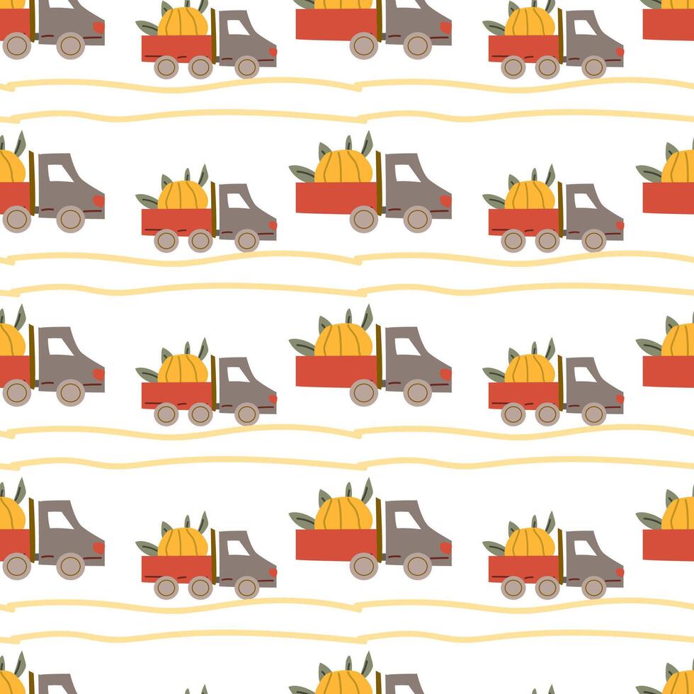 Fall thanksgiving pattern with autumn leaves and plants, animals. Cute fabric design. vector