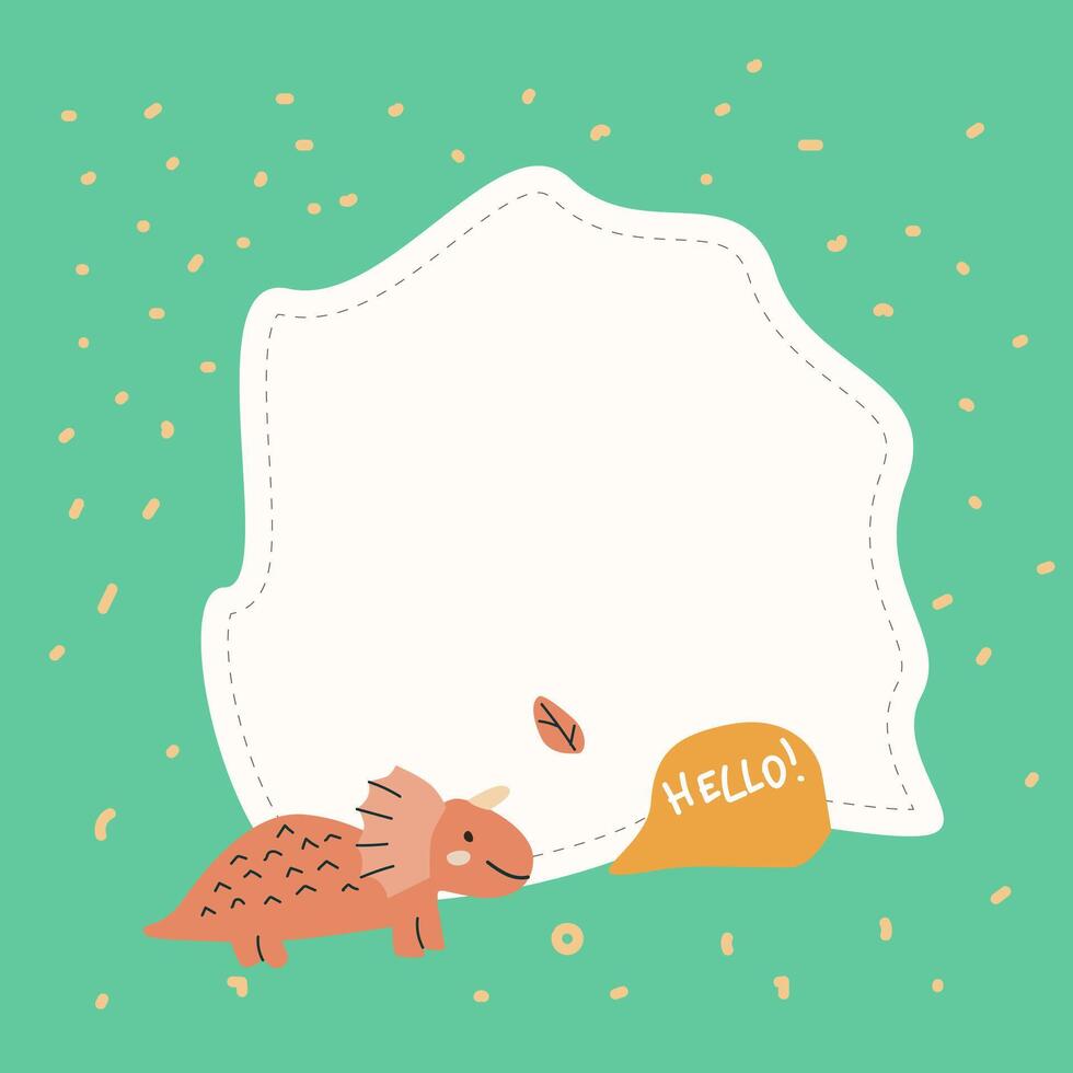 Cute baby dinosaurs background, childish frame for kids design vector