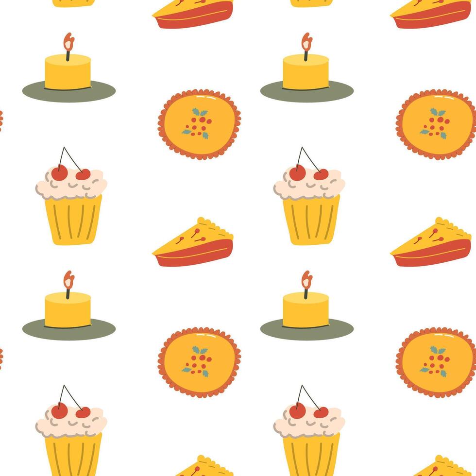 Fall thanksgiving pattern with autumn leaves and plants, animals. Cute fabric design. vector