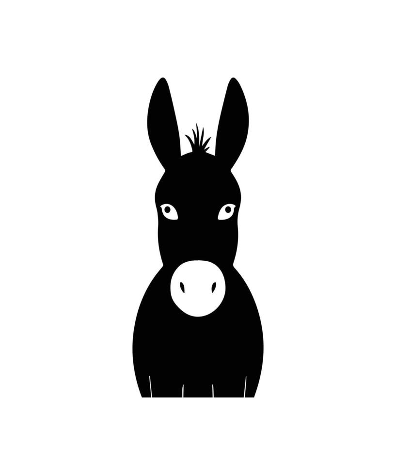 donkey Standing pose silhouette black color illustration vector
