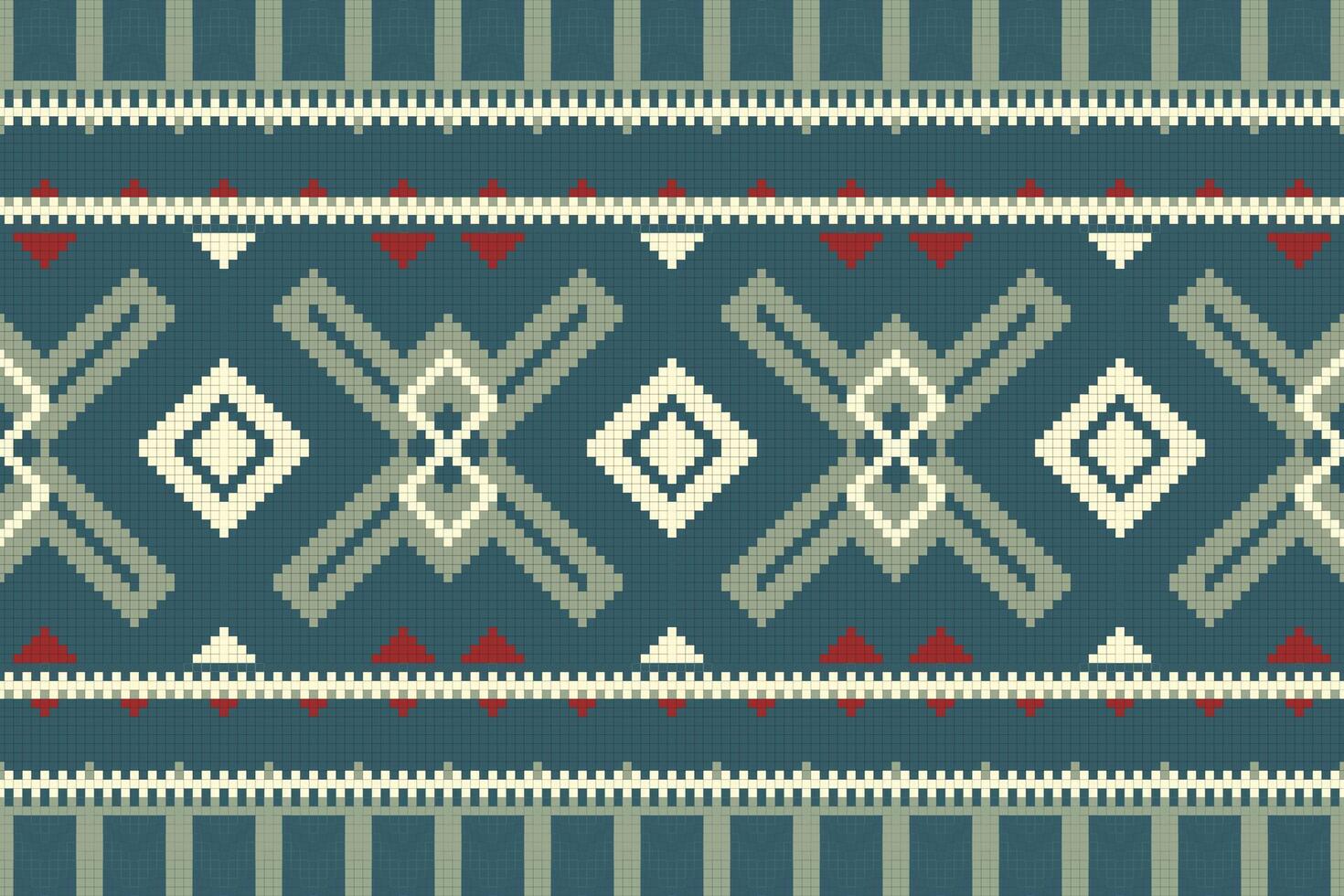 Motif Ikat Seamless Pattern Embroidery Background. Ikat Stripe Geometric Ethnic Oriental Pattern Traditional. Ikat Aztec Style Abstract Design for Print Texture,fabric,saree,sari,carpet. vector
