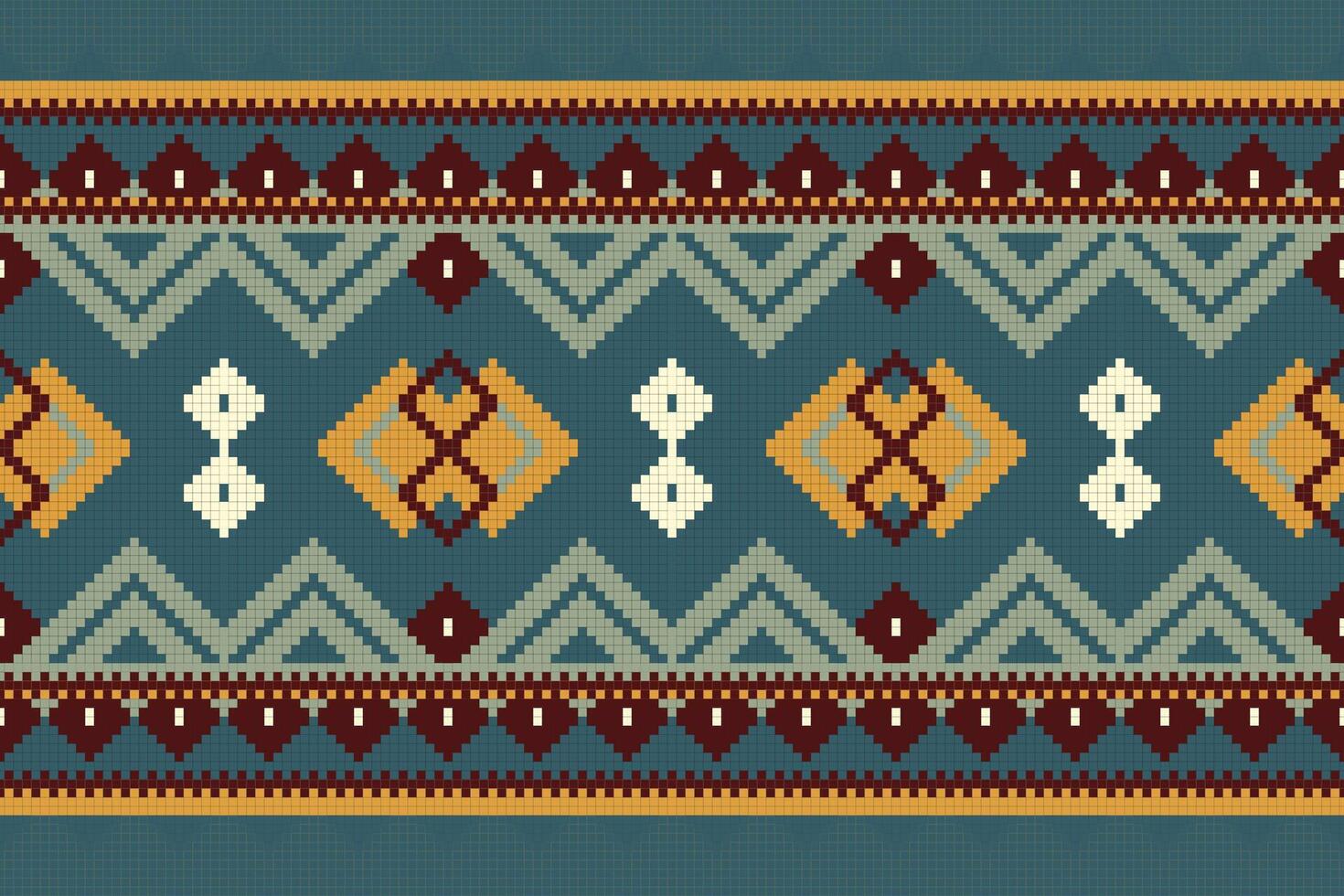 Motif Ikat Seamless Pattern Embroidery Background. Ikat Stripes Geometric Ethnic Oriental Pattern Traditional. Ikat Aztec Style Abstract Design for Print Texture,fabric,saree,sari,carpet. vector
