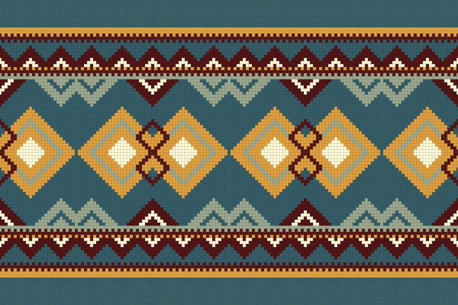 Motif Ikat Seamless Pattern Embroidery Background. Ikat Stripes Geometric Ethnic Oriental Pattern traditional.aztec Style Abstract design for Texture,fabric,clothing,wrapping,sarong. vector