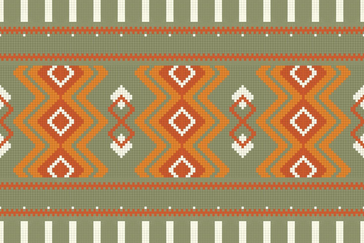 Ikat Seamless Pattern Embroidery Background. Ikat Triangle Geometric Ethnic Oriental Pattern traditional.aztec Style Abstract design for Texture,fabric,clothing,wrapping,sarong. vector