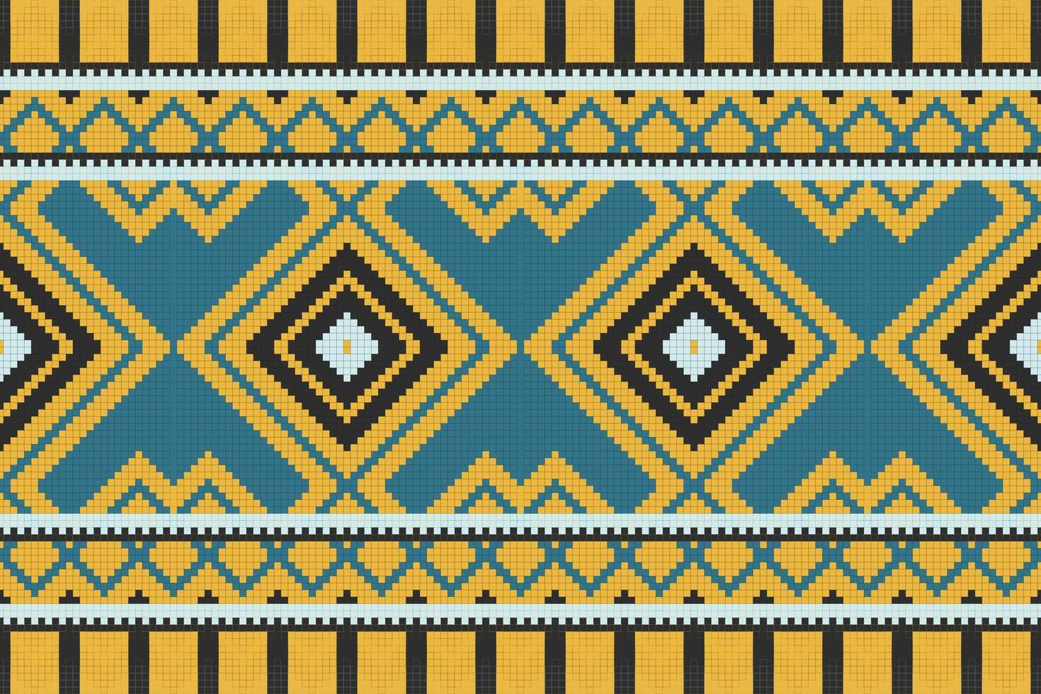 Ikat Damask Embroidery Background. Ikat Stripes Geometric Ethnic Oriental Pattern traditional.aztec Style Abstract illustration.design for Texture,fabric,clothing,wrapping,sarong. vector