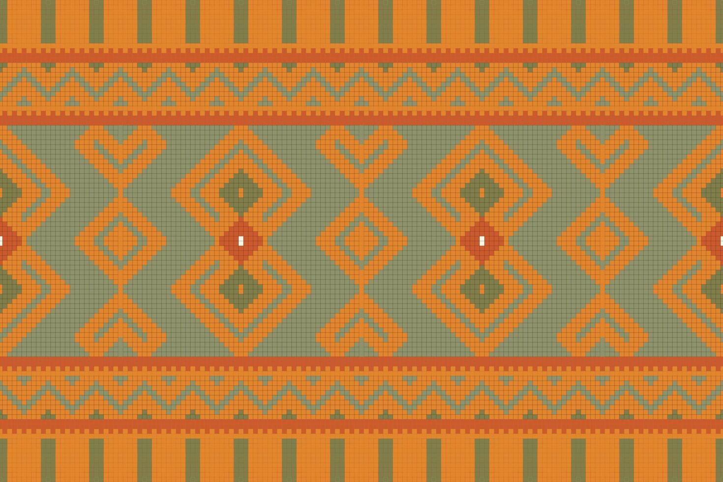 Ikat Seamless Pattern Embroidery Background. Ikat Damask Geometric Ethnic Oriental Pattern Traditional. Ikat Aztec Style Abstract Design for Print Texture,fabric,saree,sari,carpet. vector