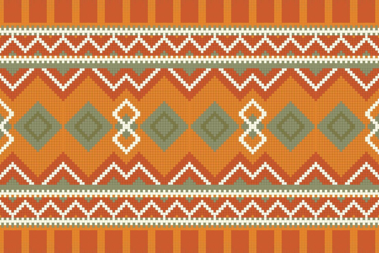 Ikat Seamless Pattern Embroidery Background. Ikat Seamless Geometric Ethnic Oriental Pattern Traditional. Ikat Aztec Style Abstract Design for Print Texture,fabric,saree,sari,carpet. vector