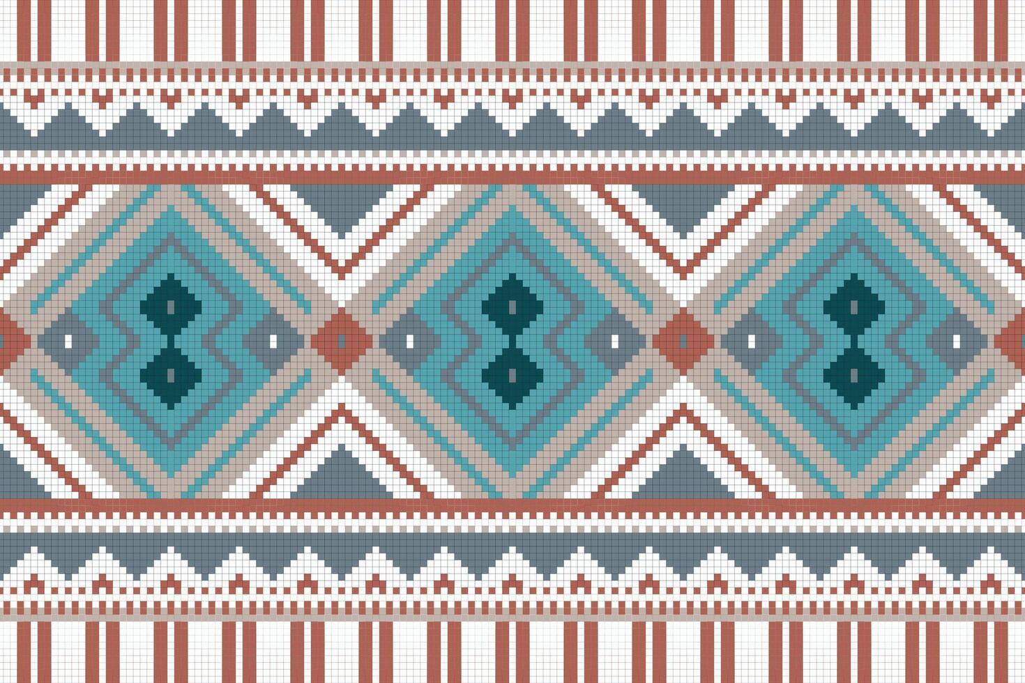Motif Ikat Floral Paisley Embroidery Background. Ikat Diamond Geometric Ethnic Oriental Pattern traditional.aztec Style Abstract design for Texture,fabric,clothing,wrapping,sarong. vector