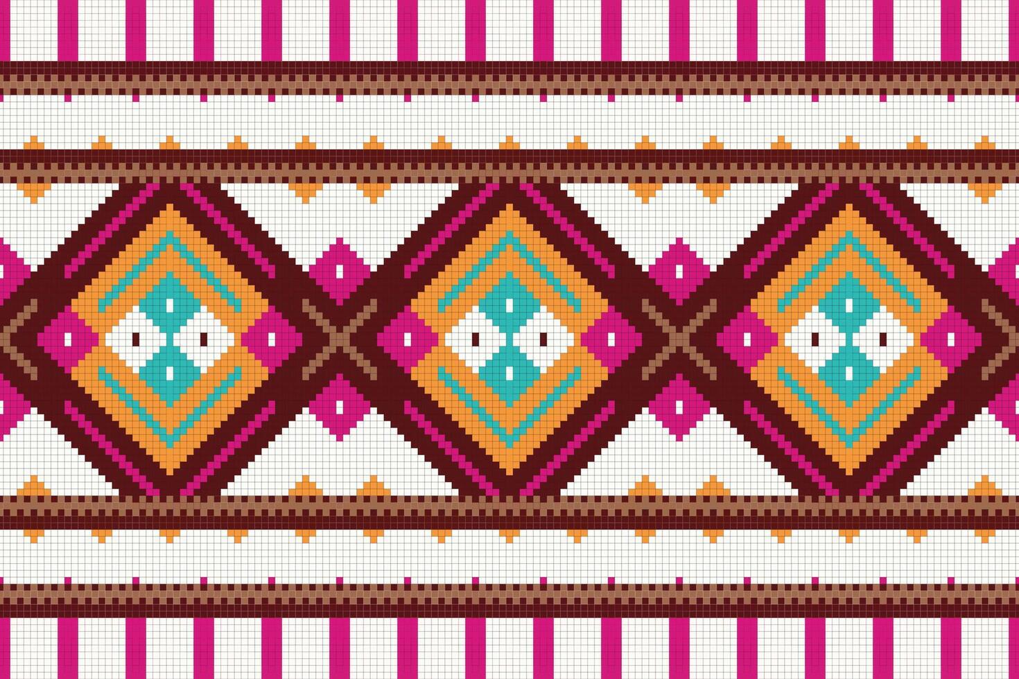 Motif Ikat Paisley Embroidery Background. Ikat Diamond Geometric Ethnic Oriental Pattern traditional.aztec Style Abstract illustration.design for Texture,fabric,clothing,wrapping,sarong. vector