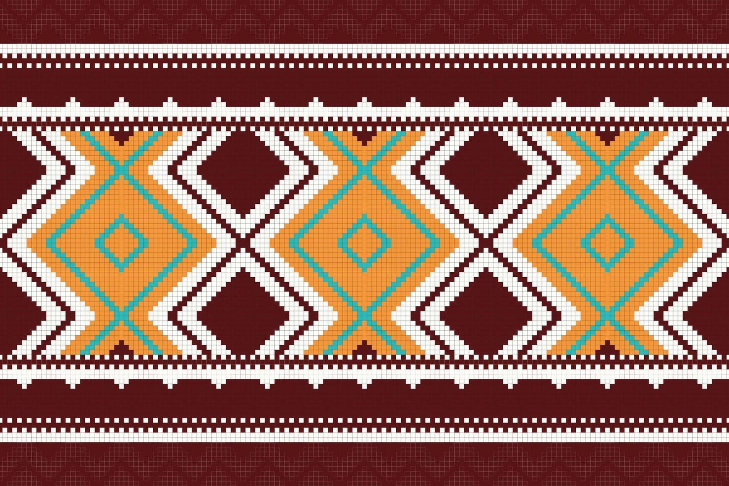 Motif Ikat Paisley Embroidery Background. Ikat Pattern Geometric Ethnic Oriental Pattern traditional.aztec Style Abstract illustration.design for Texture,fabric,clothing,wrapping,sarong. vector