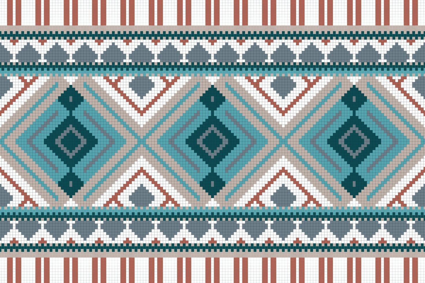 Motif Ikat Floral Paisley Embroidery Background. Ikat Diamond Geometric Ethnic Oriental Pattern Traditional. Ikat Aztec Style Abstract Design for Print Texture,fabric,saree,sari,carpet. vector