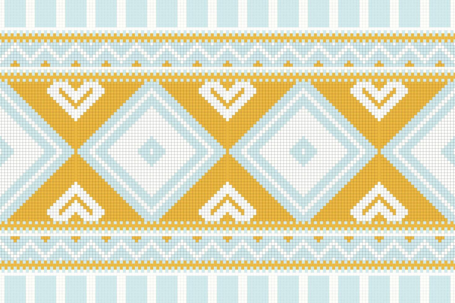 Ikat Damask Embroidery Background. Ikat Frame Geometric Ethnic Oriental Pattern Traditional. Ikat Aztec Style Abstract Design for Print Texture,fabric,saree,sari,carpet. vector