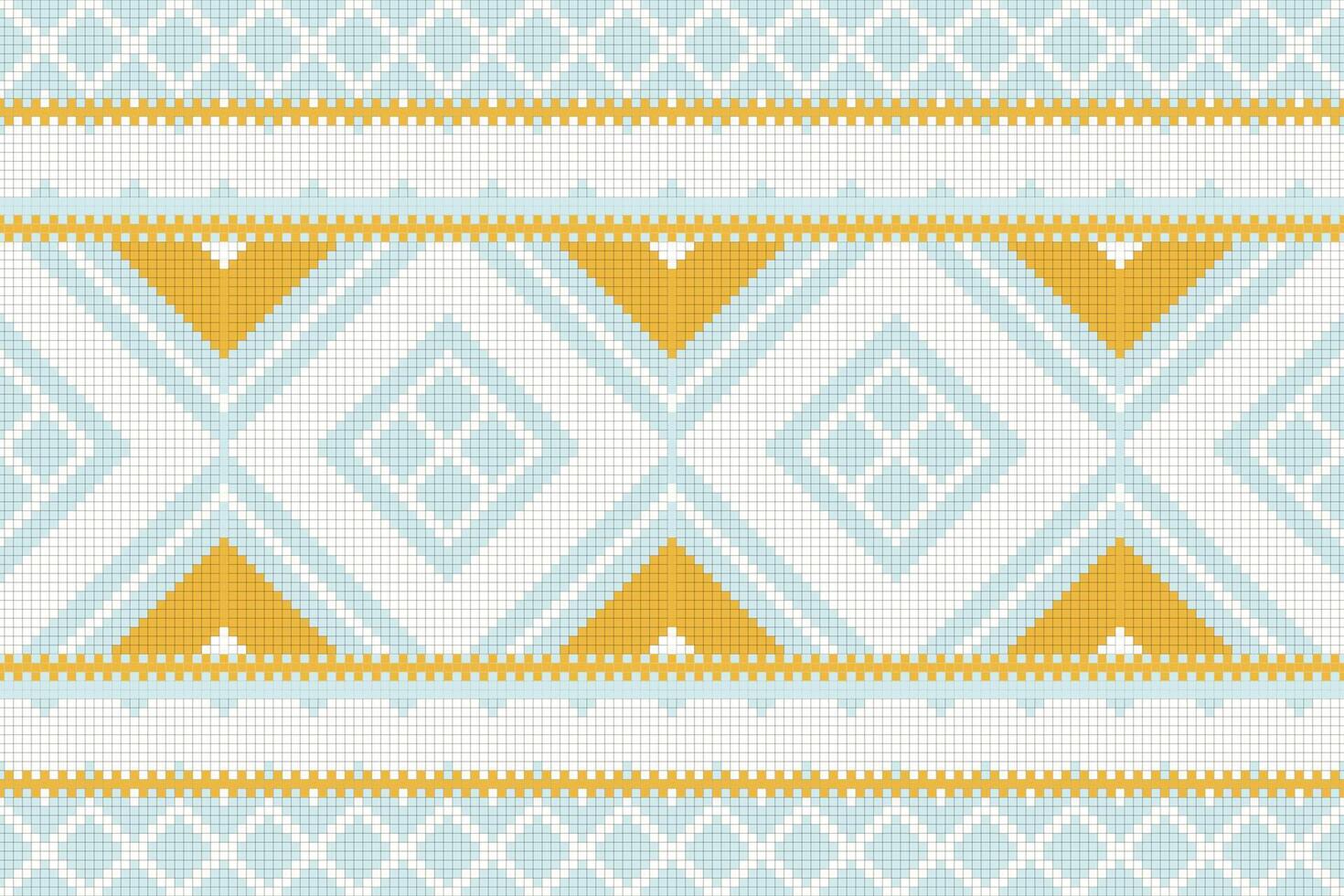 Ikat Damask Embroidery Background. Ikat Frame Geometric Ethnic Oriental Pattern traditional.aztec Style Abstract illustration.design for Texture,fabric,clothing,wrapping,sarong. vector