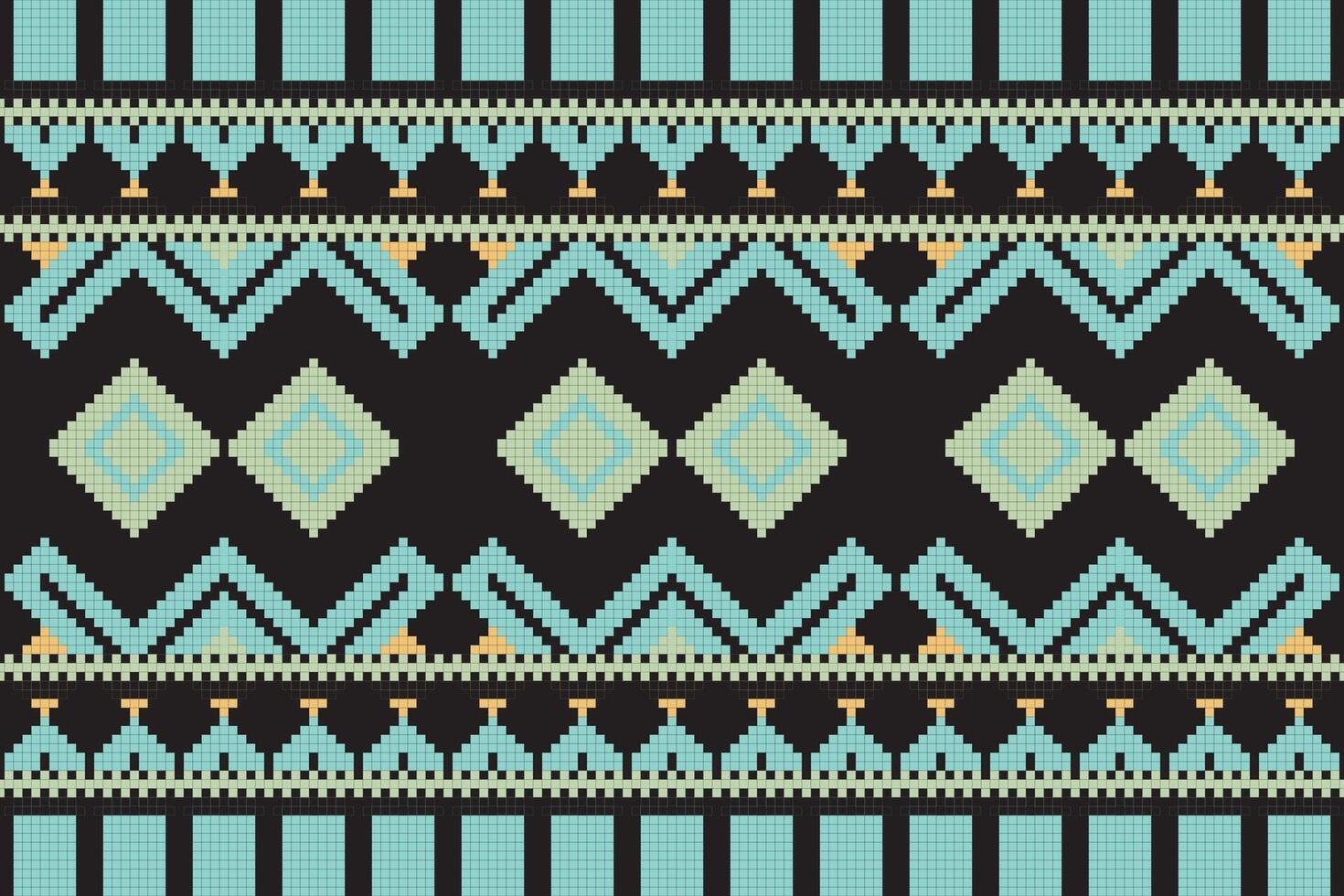 Ikat Floral Paisley Embroidery Background. Ikat Pattern Geometric Ethnic Oriental Pattern traditional.aztec Style Abstract illustration.design for Texture,fabric,clothing,wrapping,sarong. vector