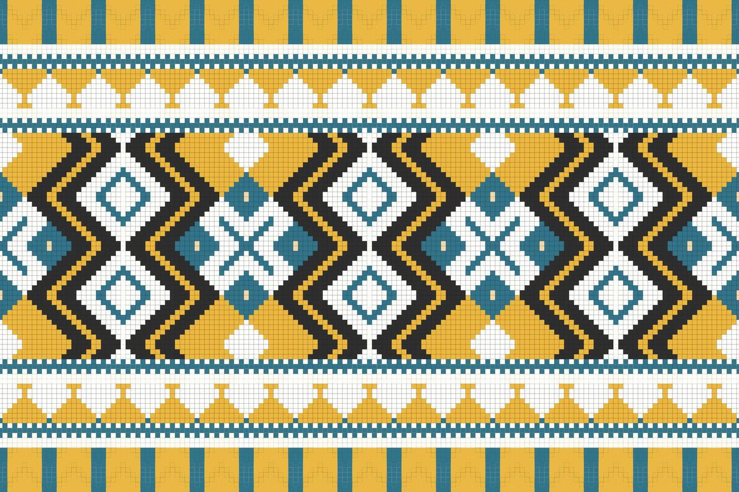 Ikat Paisley Pattern Embroidery Background. Ikat Texture Geometric Ethnic Oriental Pattern traditional.aztec Style Abstract illustration.design for Texture,fabric,clothing,wrapping,sarong. vector