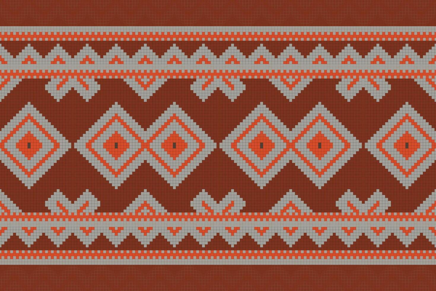 Motif Ikat Seamless Pattern Embroidery Background. Ikat Pattern Geometric Ethnic Oriental Pattern traditional.aztec Style Abstract design for Texture,fabric,clothing,wrapping,sarong. vector