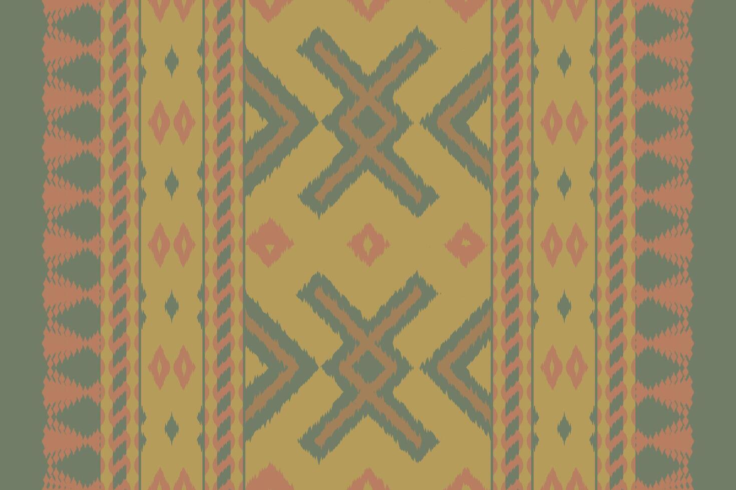 Ikat Damask Embroidery Background. Ikat Floral Geometric Ethnic Oriental Pattern traditional.aztec Style Abstract illustration.design for Texture,fabric,clothing,wrapping,sarong. vector